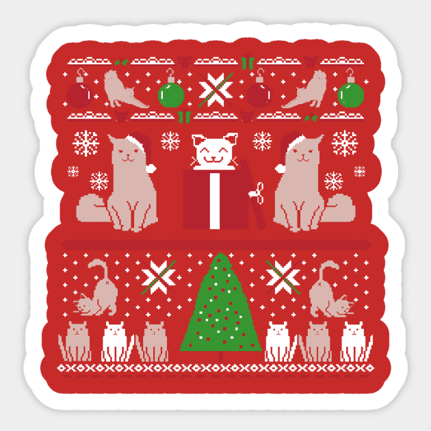 Christmas Xmas Cat Cats Sticker by fromherotozero